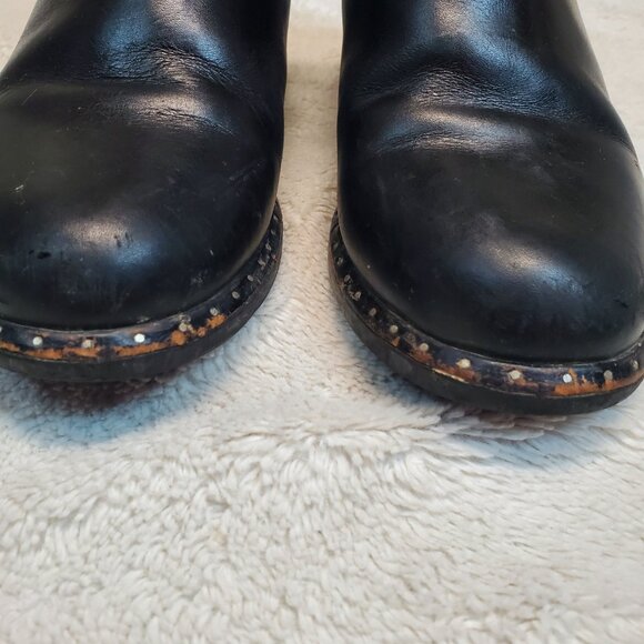 Ugg Black Leather Cavalari Gothic Biker Luxury Punk Moto Pull On Ankle Boots 8 - Picture 8 of 14